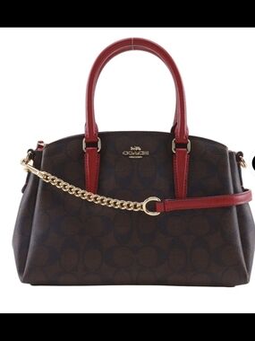 Coach Signature Brown with Red Accent Carryall